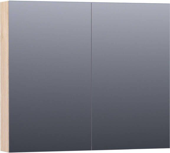 Saniclass Plain Spiegelkast 80x70x15cm 2 links rechtsdraaiende spiegeldeuren MFC legno calore SK-PL80LC