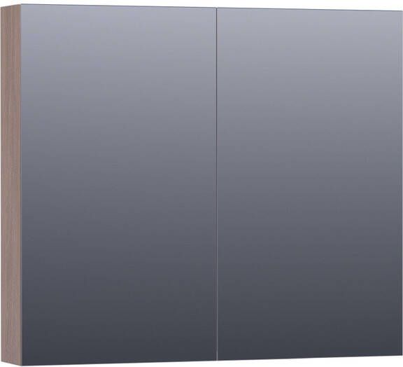 Saniclass Plain Spiegelkast 80x70x15cm 2 links rechtsdraaiende spiegeldeuren MFC legno viola SK-PL80LV