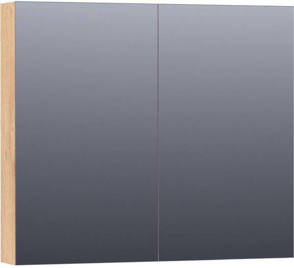 Saniclass Plain Spiegelkast 80x70x15cm 2 links rechtsdraaiende spiegeldeuren MFC nomad SK-PL80NM