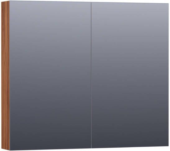 Saniclass Plain spiegelkast 80x70x15cm met 2 links- en rechtsdraaiende spiegeldeuren Hout Natural walnut SK-PL80NWA