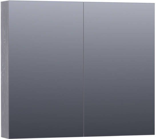 Saniclass Plain spiegelkast 80x70x15cm met 2 links- en rechtsdraaiende spiegeldeuren Hout Purple oak SK-PL80PO