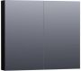 Saniclass Plain spiegelkast 80x70x15cm met 2 links- en rechtsdraaiende spiegeldeuren MDF hoogglans Zwart SK-PL80HZ - Thumbnail 1