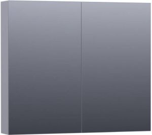 Saniclass Plain spiegelkast 80x70x15cm met 2 links- en rechtsdraaiende spiegeldeuren MDF mat Grijs SK-PL80MG
