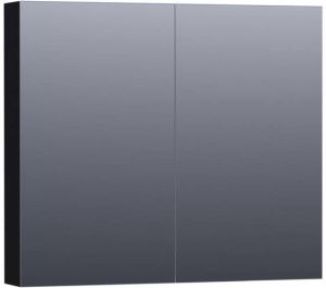 Saniclass Plain spiegelkast 80x70x15cm met 2 links- en rechtsdraaiende spiegeldeuren MDF mat Zwart SK-PL80MZ