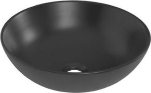 Saniclass San Amigo Waskom opbouw 40x40x15cm zonder overloop rond keramiek mat zwart 8026