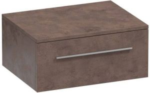 Saniclass Sharp wastafelonderkast 60x46x27cm 1 softclose lade zonder greep zonder sifonuitsparing met topblad MFC Rusty OK-SHO60RU