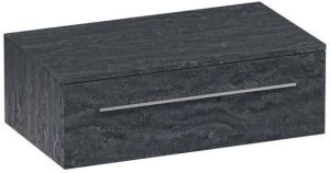 Saniclass Sharp wastafelonderkast 80x46x27cm 1 softclose lade zonder greep zonder sifonuitsparing met topblad MDF hoogglans Zwart 1723