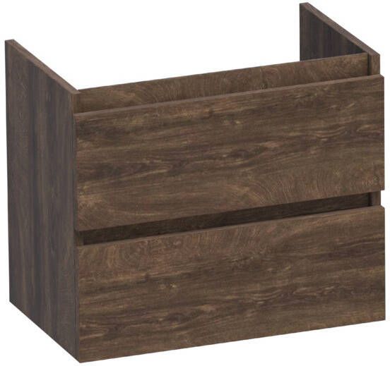Saniclass Solution Small wastafelonderkast 60x39x50cm 2 softclose greeploze lades met 1 sifonuitsparing Hout Vintage oak OK-MES60SVO