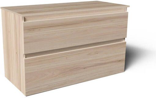 Saniclass Vita Badkamermeubelset 100x60x46cm 2 lades greeploos topblad beech (hout) SW1413855 SW910974