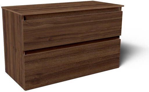 Saniclass Vita Badkamermeubelset 100x60x46cm 2 lades greeploos topblad noten SW1413852 SW892754