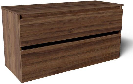 Saniclass Vita Badkamermeubelset 120x60x46cm 2 lades greeploos topblad noten SW892756 SW1413856