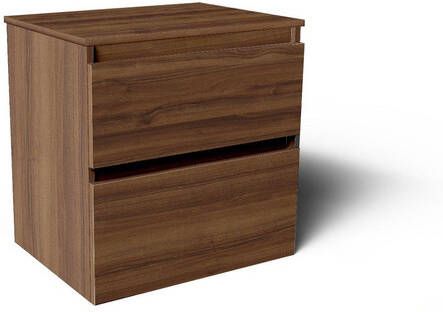 Saniclass Vita Badkamermeubelset 60x60x46cm 2 lades greeploos topblad noten SW1413840 SW892750
