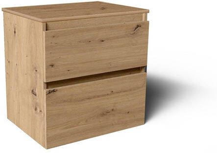 Saniclass Vita Badkamermeubelset 60x60x46cm 2 lades greeploos topblad rustiek eiken SW1413841 SW1239491
