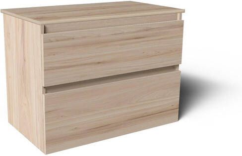 Saniclass Vita Badkamermeubelset 80x60x46cm 2 lades greeploos topblad beech (hout) SW910983 SW1413850