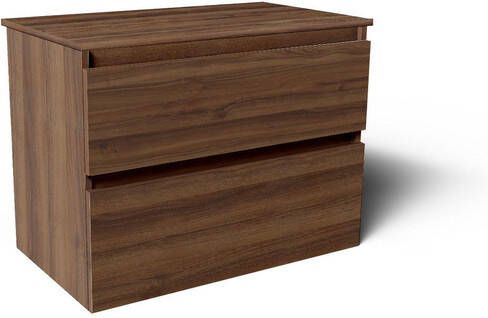 Saniclass Vita Badkamermeubelset 80x60x46cm 2 lades greeploos topblad noten SW892752 SW1413848