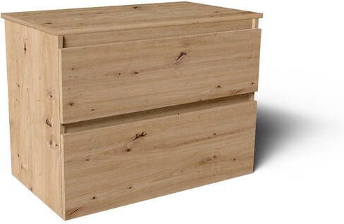 Saniclass Vita Badkamermeubelset 80x60x46cm 2 lades greeploos topblad rustiek eiken SW1239492 SW1413849