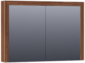 Saniclass Walnut Wood spiegelkast 100x70x15cm met 2 links- en rechtsdraaiende spiegeldeuren Hout Natural walnut SK-WW100NWA