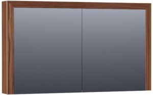 Saniclass Walnut Wood spiegelkast 120x70x15cm met 2 links- en rechtsdraaiende spiegeldeuren Hout Natural walnut SK-WW120NWA