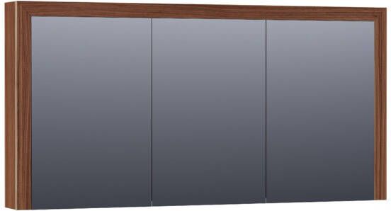 Saniclass Walnut Wood spiegelkast 140x70x15cm met 3 links- en rechtsdraaiende spiegeldeuren Hout Natural walnut SK-WW140NWA