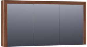 Saniclass Walnut Wood spiegelkast 140x70x15cm met 3 links- en rechtsdraaiende spiegeldeuren Hout Natural walnut SK-WW140NWA
