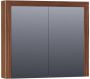 Saniclass Walnut Wood spiegelkast 80x70x15cm met 2 links- en rechtsdraaiende spiegeldeuren Hout Natural walnut SK-WW80NWA - Thumbnail 1