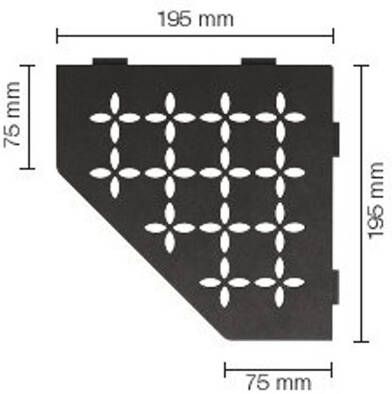 Schluter Shelf-E-S2 planchet 19.5x19.5x0.5cm inbouw Driehoek Perforatie: Floral gecoat donker antraciet ses2d5tsda