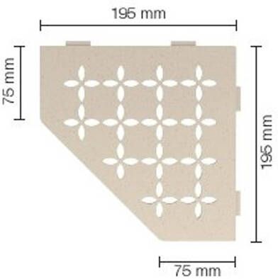 Schluter Shelf-E-S2 planchet 19.5x19.5x0.5cm inbouw Driehoek Perforatie: Floral gecoat Ivoor ses2d5tsi
