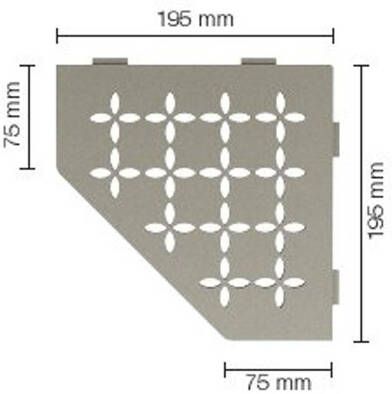Schluter Shelf-E-S2 planchet 19.5x19.5x0.5cm inbouw Driehoek Perforatie: Floral gecoat steengrijs ses2d5tssg