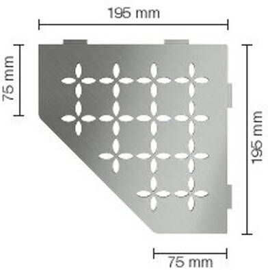 Schluter Shelf-E-S2 planchet 19.5x19.5x0.5cm inbouw Driehoek Perforatie: Floral RVS geborsteld ses2d5eb