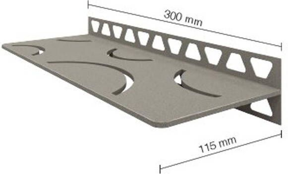 Schluter Shelf-W-S1 planchet 30x11.5x0.5cm inbouw Rechthoek Perforatie: Curve gecoat steengrijs sws1d6tssg