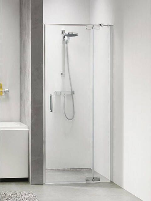 Douchedeur Sealskin Get Wet Custom Nisdeur Swingdeur Rechts 90x195cm Zilver Hoogglans Helder Glas