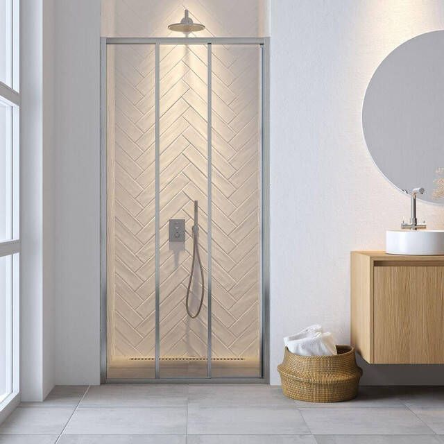 Sealskin Hooked Driedelige schuifdeur 95x200 cm 6 mm helder veiligheidsglas met antikalklaag chroom CCX120956265100