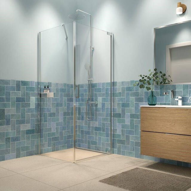 Sealskin Inc. Draaideur en zijwand 100x100x200cm met douchemand 8mm helder veiligheidsglas met antikalklaag Zilver hoogglans CXI241006265100