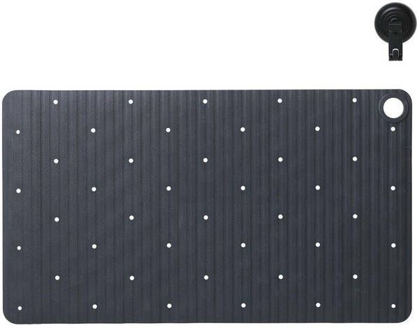 Sealskin Ribb Badmat 40x70cm Antislip inclusief zwarte haak Antraciet 800624