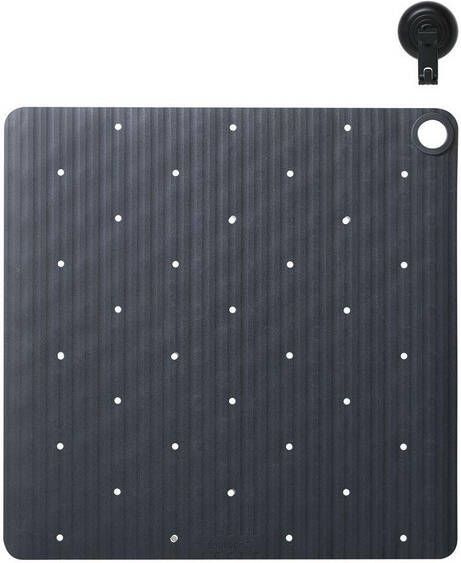 Sealskin Ribb Douchemat 55x55cm Antislip inclusief zwarte haak Antraciet 800621