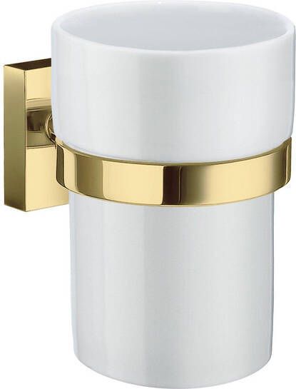 Smedbo House Bekerhouder 7.5x9.8x7.5cm zelfklevend boren Massief messing Porcelein RV343P