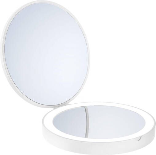 Smedbo Outline Lite make-up reis spiegel Rond 12cm LED 7x vergrotend Mat Wit