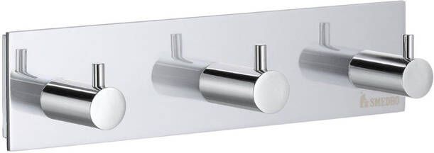 Smedbo Pool Handdoekhouder 16.5x4x3.9cm zelfklevend boren Massief messing Chroom ZK359