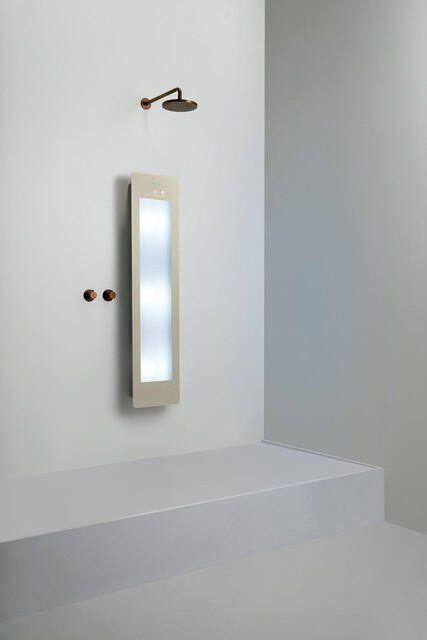 Sunshower Round Medium Plus infrarood + UV licht opbouw incl. Wandbeugel 140x33x12cm inclusief 5 jaar garantie Sand White M0600-M0106-SML0700-SW769631