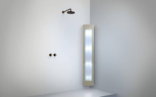Sunshower Round Plus L infrarood + UV licht opbouw incl installatieset hoek 185x33x25cm full body inclusief 5 jaar garantie Sand White L0600-L0106-SML0800-Sw769631