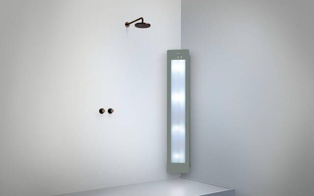 Sunshower Round Plus L infrarood + UV licht opbouw incl. installatieset hoek 185x33x25cm full body Organic Grey L0600-L0103-SML0800