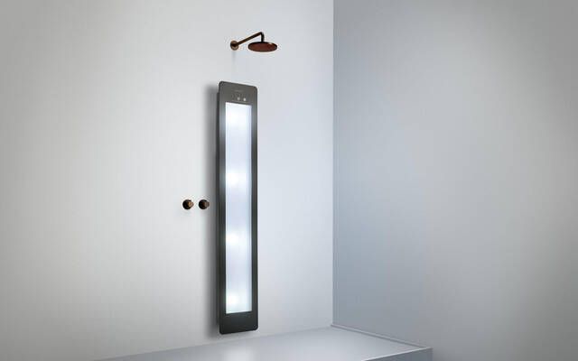 Sunshower Round Plus L infrarood + UV licht opbouw incl. Wandbeugel 185x33x12cm full body Black L0600-L0102-SML0700