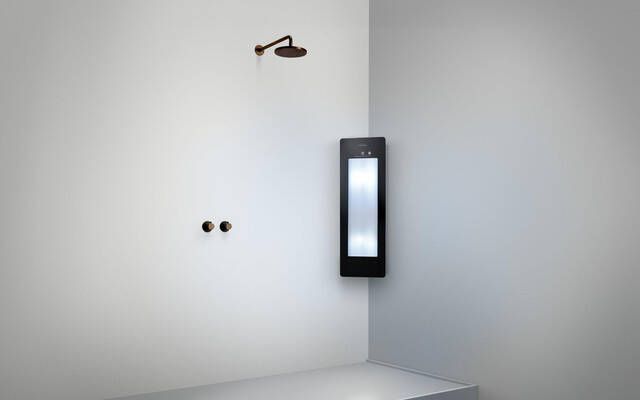 Sunshower Round Small Plus infrarood en UV licht opbouw incl. Installatieset hoek 95x33x25cm inclusief 5 jaar garantie Black S0600-S0102-SML0800-SW769631