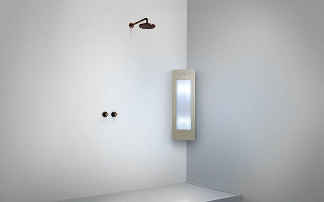 Sunshower Round Small Plus infrarood en UV licht opbouw incl. Installatieset hoek 95x33x25cm Sand White S0600-S0106-SML0800