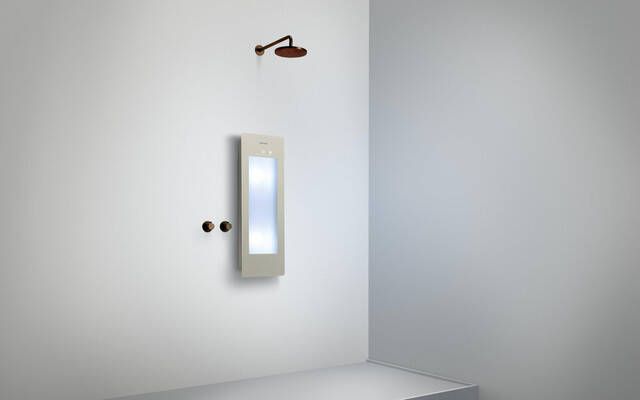 Sunshower Round Small Plus infrarood en UV licht opbouw incl. wandbeugel 95x33x12cm inclusief 5 jaar garantie Sand White S0600-S0106-SML0700-SW769631