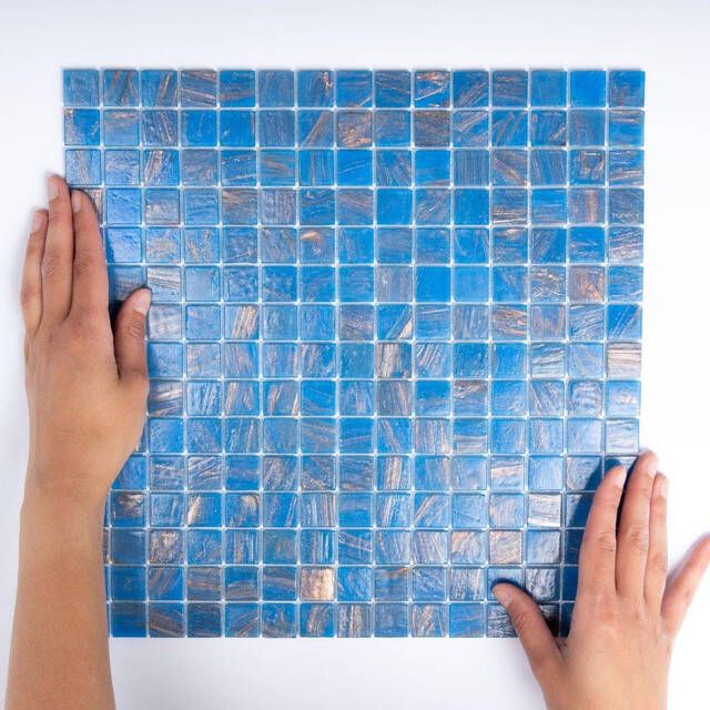 The Mosaic Factory Amsterdam mozaïektegel 32.2x32.2cm wand en vloertegel Vierkant Glas Blue glans GMG501