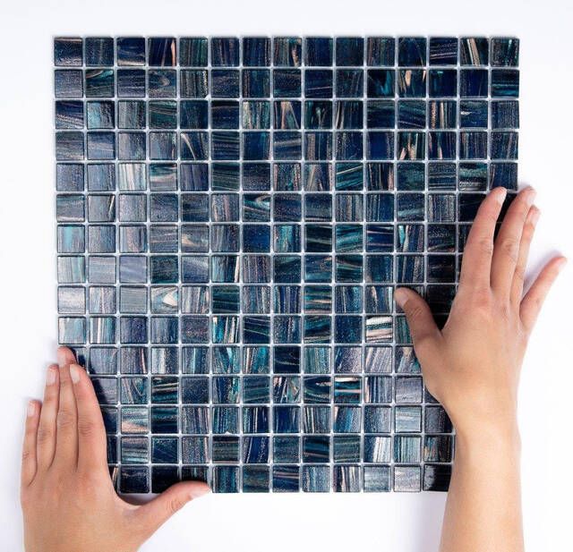 The Mosaic Factory Amsterdam mozaïektegel 32.2x32.2cm wand en vloertegel Vierkant Glas Dark Blue glans GMG668