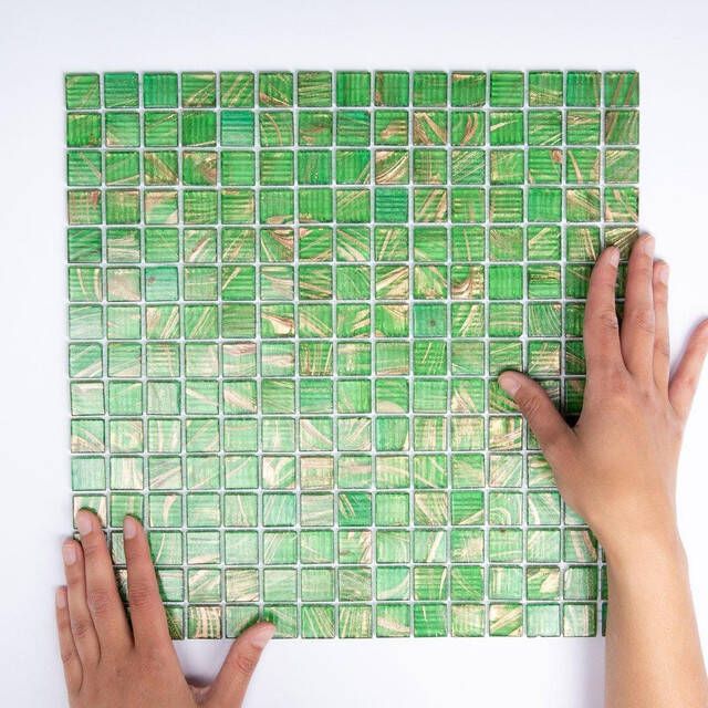 The Mosaic Factory Amsterdam mozaïektegel 32.2x32.2cm wand en vloertegel Vierkant Glas Green glans GMG901