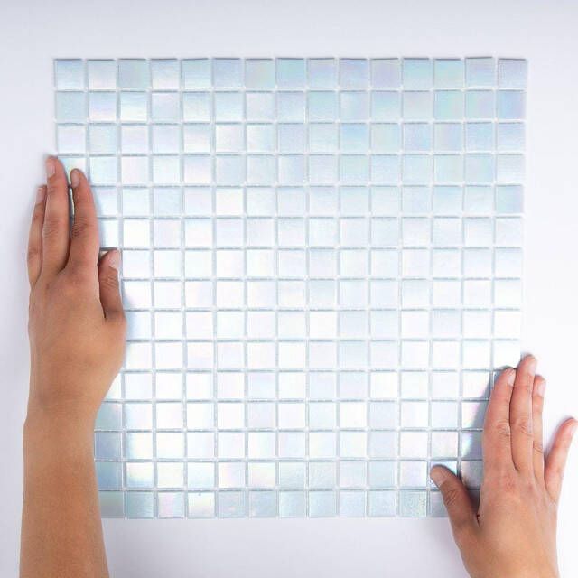 The Mosaic Factory Amsterdam mozaïektegel 32.2x32.2cm wand en vloertegel Vierkant Glas Light Blue glans GMP224