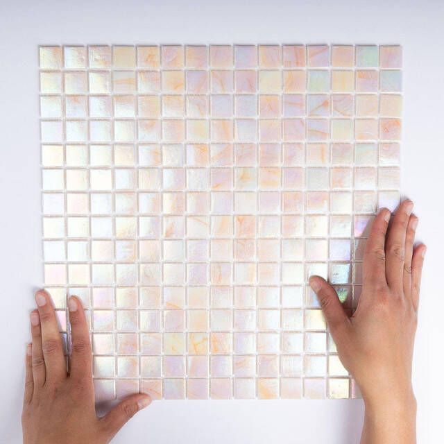 The Mosaic Factory Amsterdam mozaïektegel 32.2x32.2cm wand en vloertegel Vierkant Glas Light Pink glans GMP304